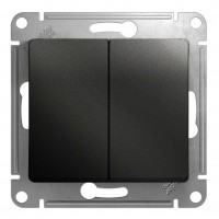 Выключатель 2-клавишный SYSTEME ELECTRIC GLOSSA, скрытый монтаж, антрацит